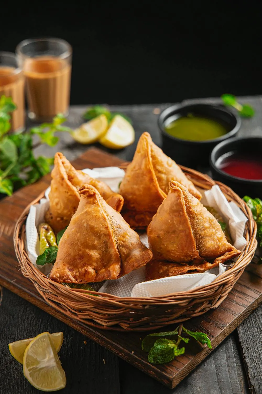 Samosa with various chutney
